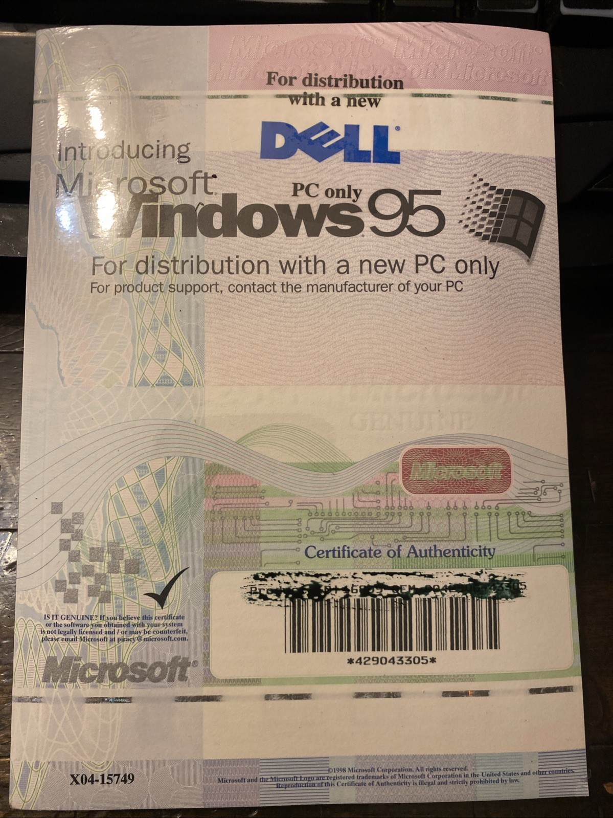 RARE Factory Sealed Microsoft Windows 95 OEM Dell CD w/ COA - New Old Stock NOS