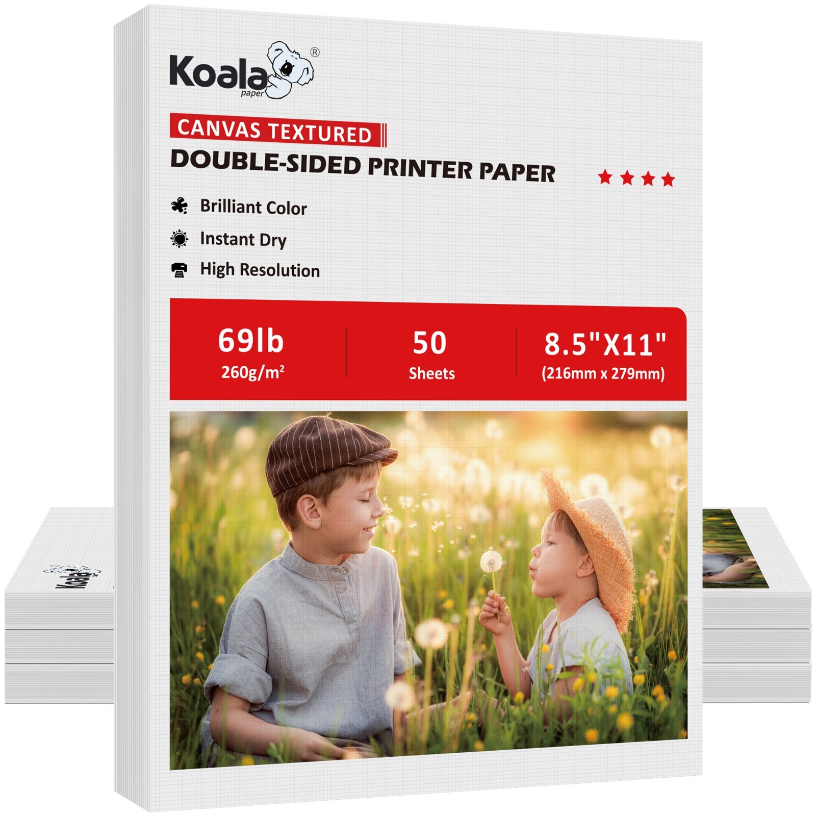 200 PK Koala Double Sided Photo Paper 8.5x11 69lb Canvas Textured Inkjet Laser