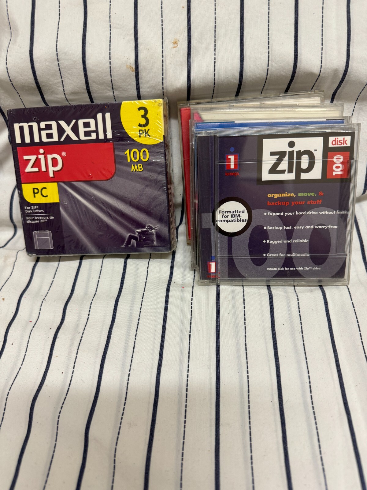 Lot of 7 iOmega/FujiFilm/Maxell Zip Disk 100 100MB  Capacity - NEW & USED