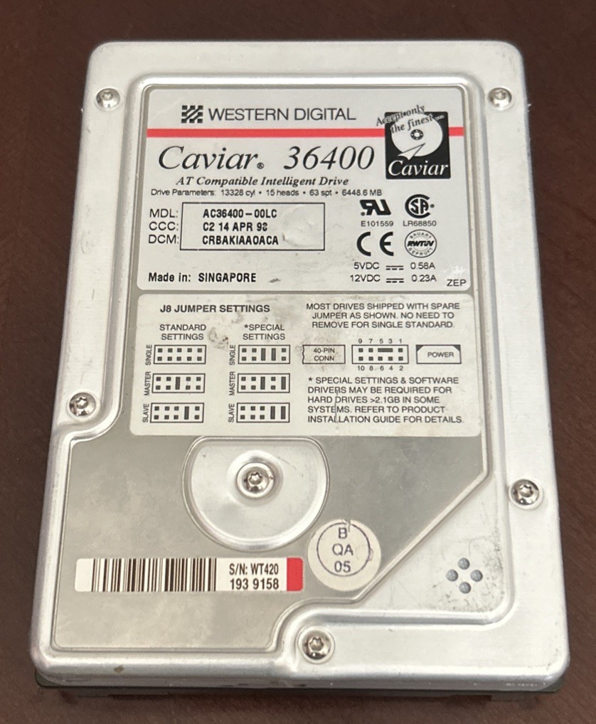 Western Digital Caviar 36400 AC36400-00LC 6448.6 MB IDE Pata Internal Hard Drive
