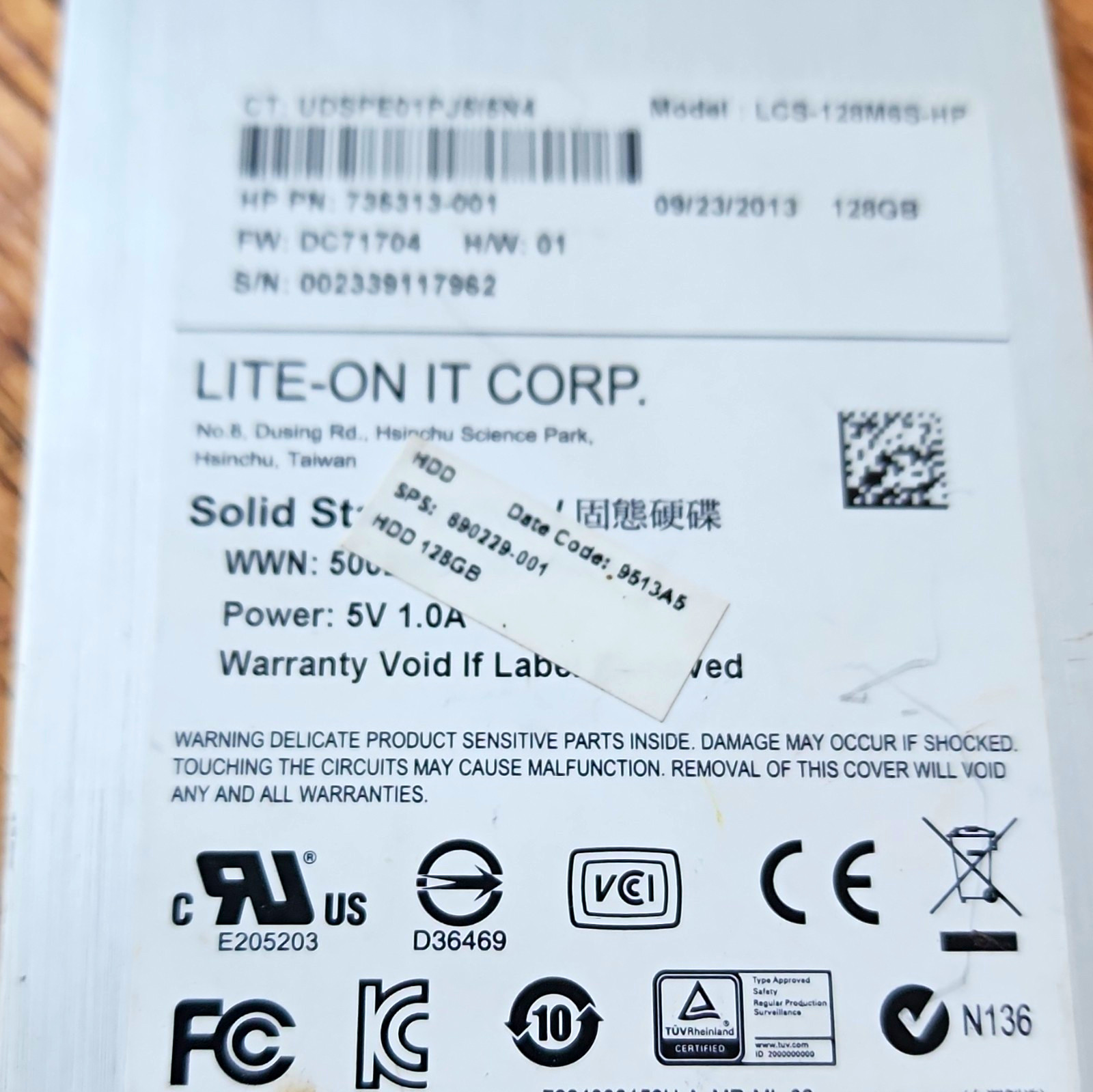 Lite-On 128GB Internal SSD 2.5" SATA LCS-128M6S-HP HP 736313-001