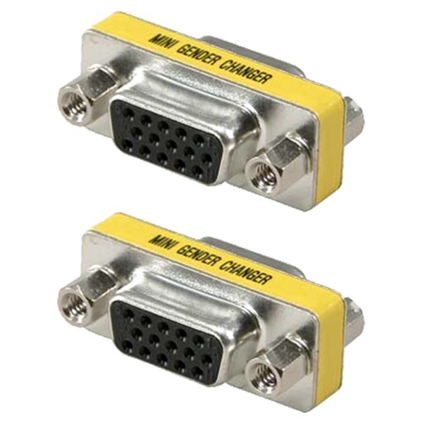 2 Pcs DB15 HD15 D-SUB 15-Pin VGA SVGA Female Mini Gender Changer Coupler Gold