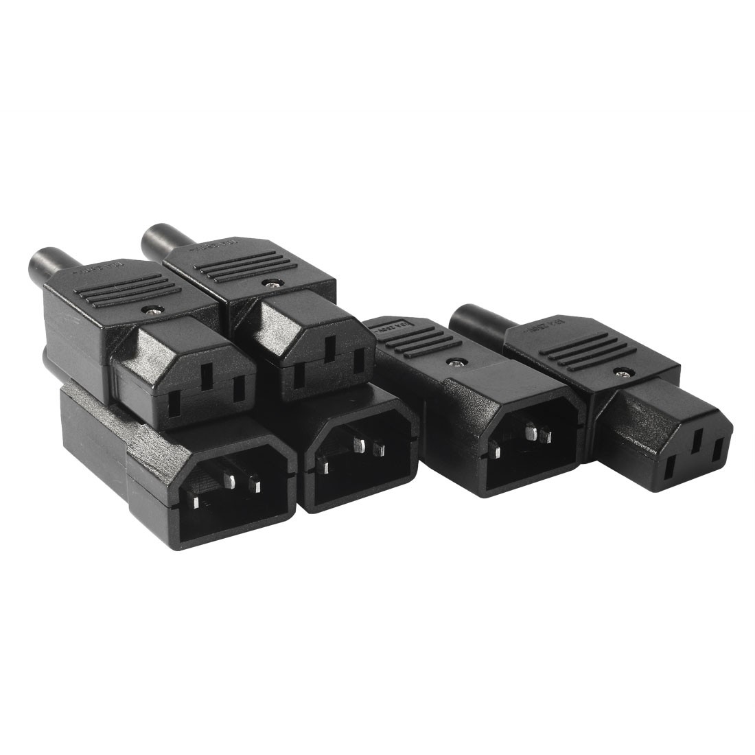 3Pair AC250V 10A 3P Panel Mount IEC320 C14 Socket C13 Adapter Connector