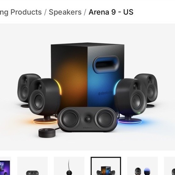 SteelSeries Arena 9 US 5.1 Channel USB Gaming Speakers, Black, Illuminated