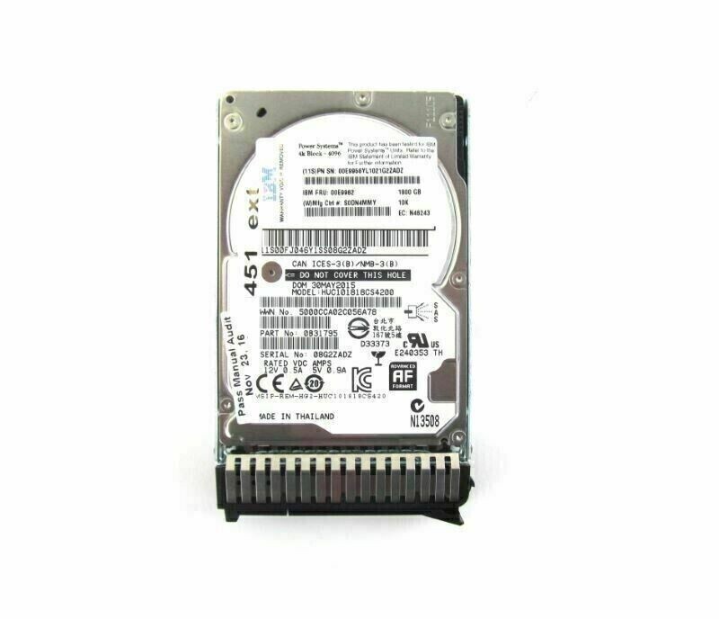 IBM 00E9958 1.8TB 1800GB 00E9962 SAS 10K 6Gb 2.5" POWER8 E850 P8 HARD DRIVE HDD