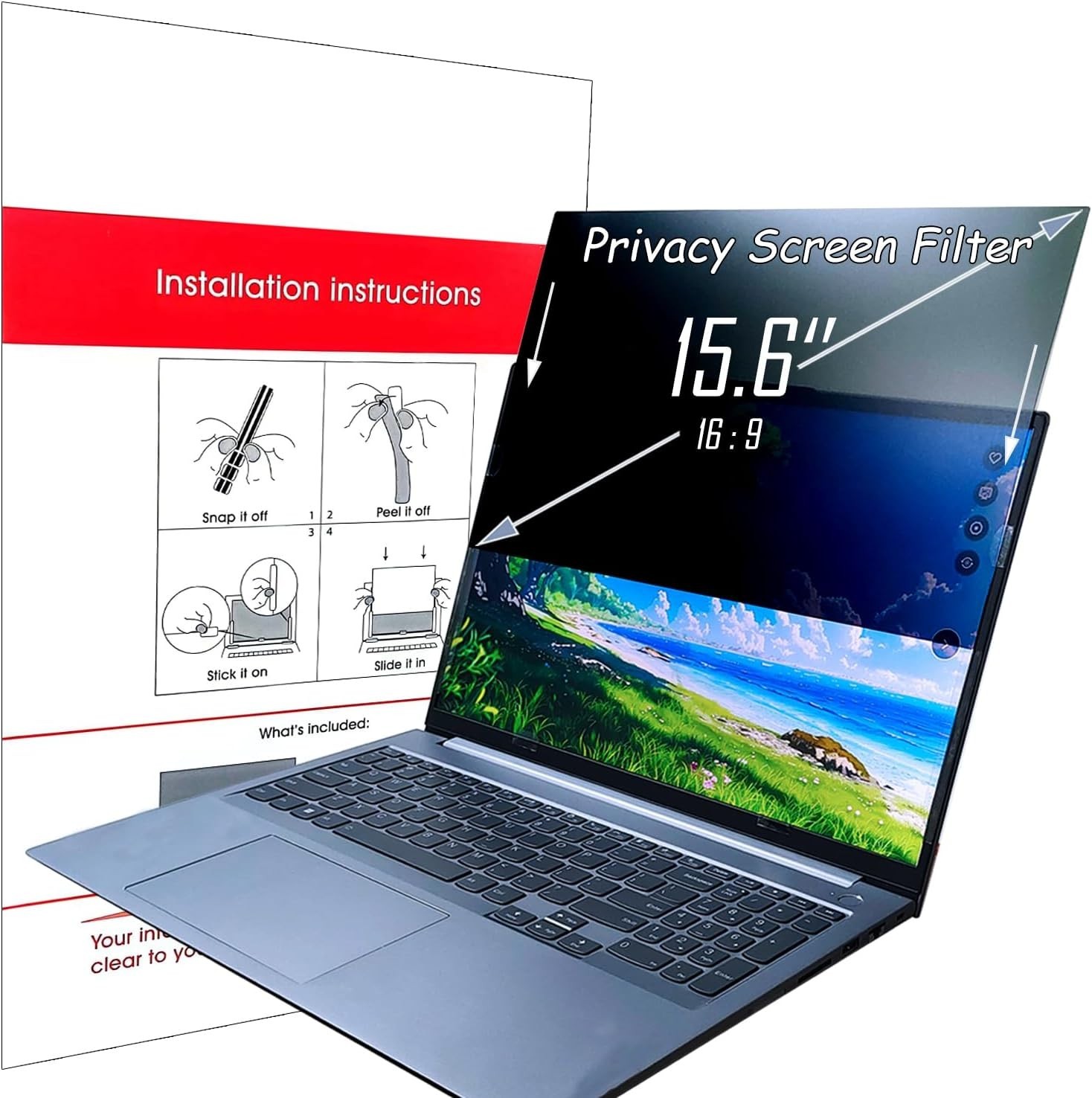 15.6 inch Privacy Screen Filter, Protecting Your Privacy  - Damaged Box