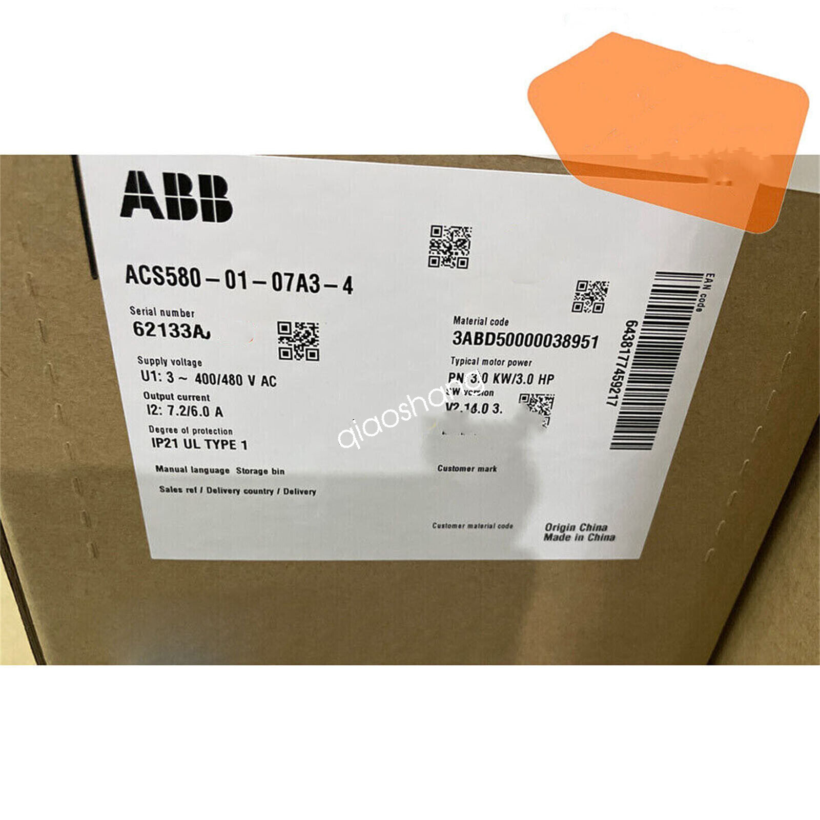 ACS580-01-07A3-4 ABB Frequency converter brand new in box  FedEx or DHL