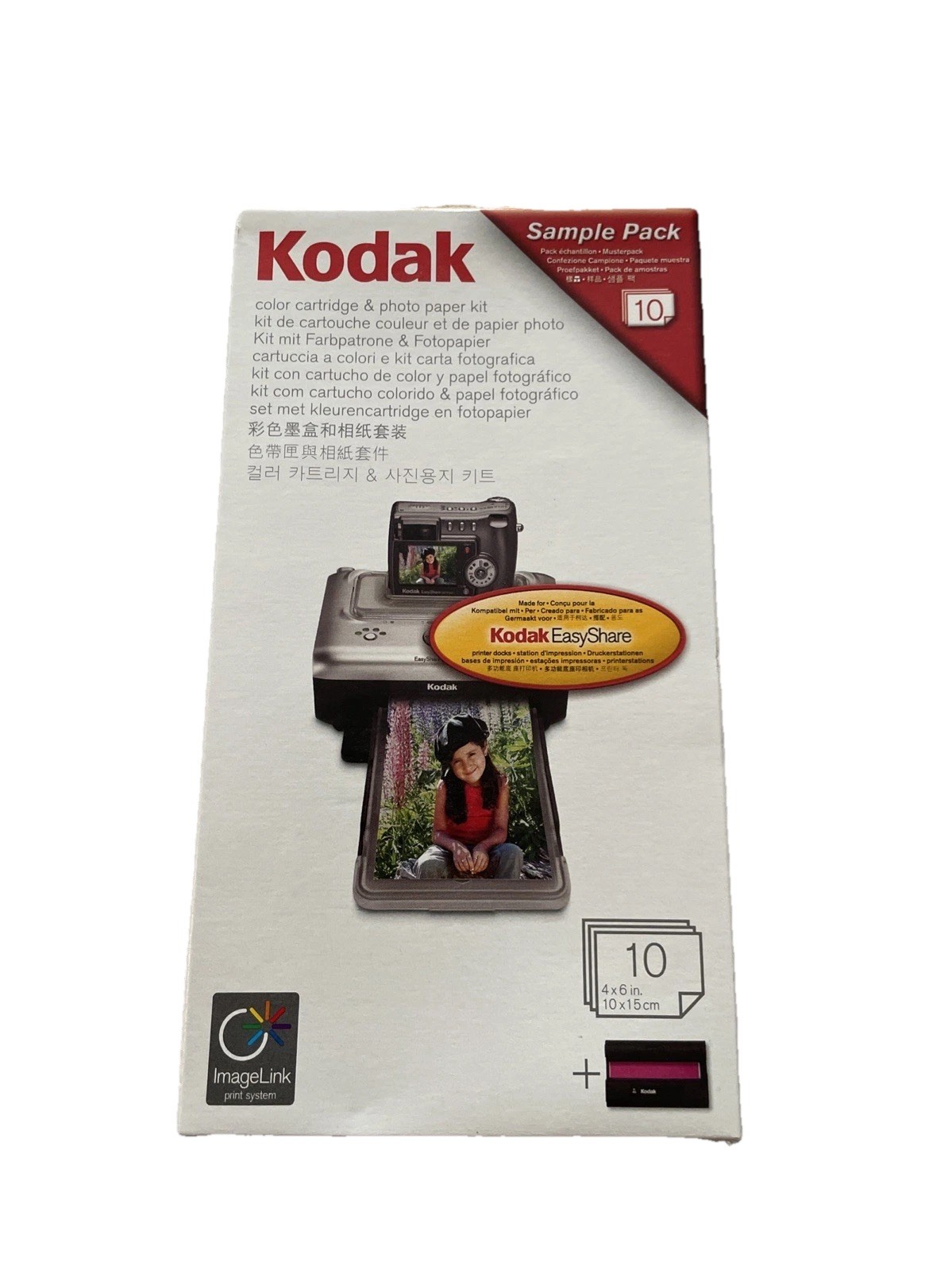 Genuine Kodak PH-10 Color Cartridge & Photo Paper Kit 4”x6” Sample 10 Pack 