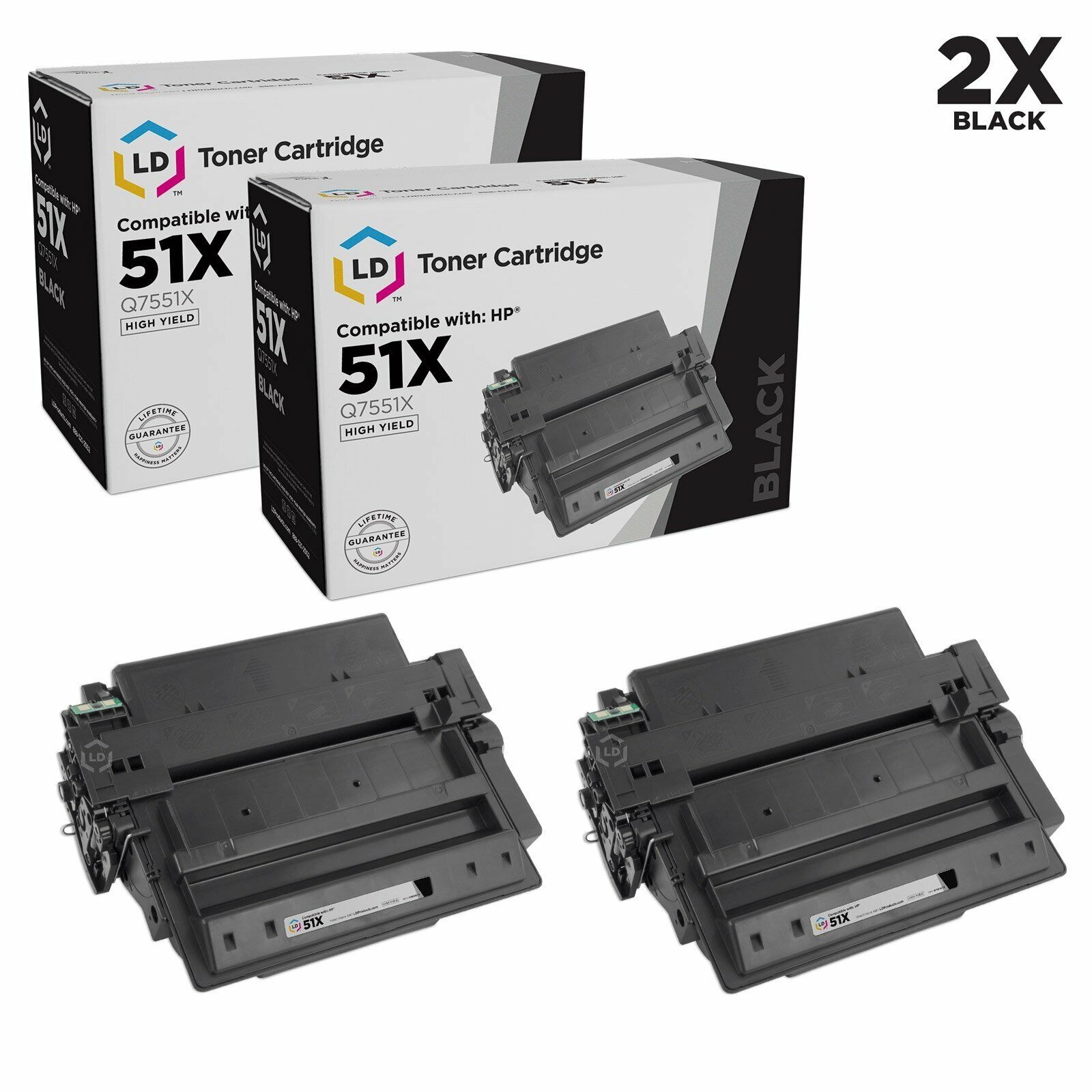 LD Replacement for 51X Q7551X HY Black 2pk for HP M3027 M3027x M3035xs M3027