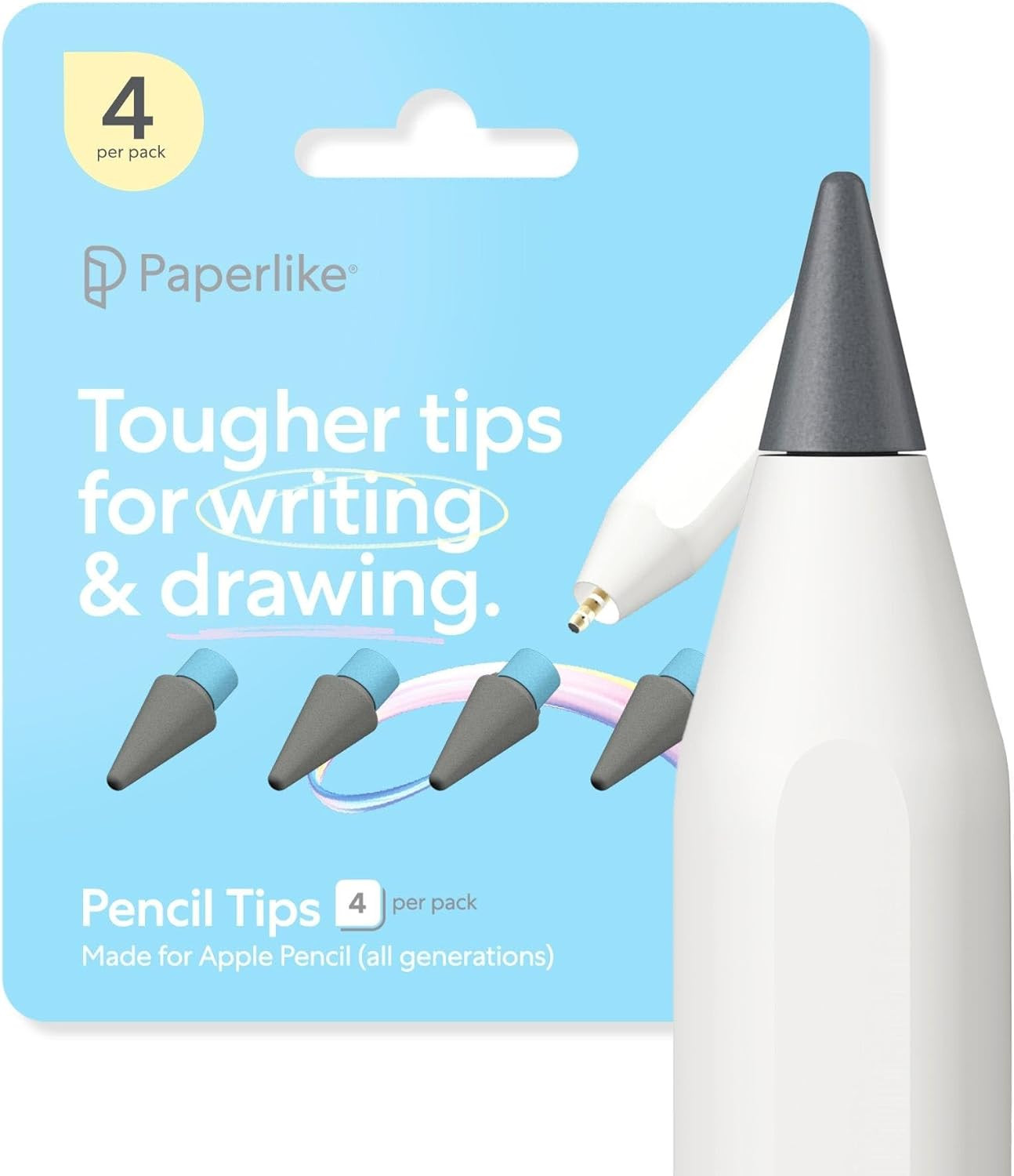 Paperlike Pencil Tips (4X) for Apple Pencil 1St & 2Nd Gen, USB-C & Pro – 10X Mor