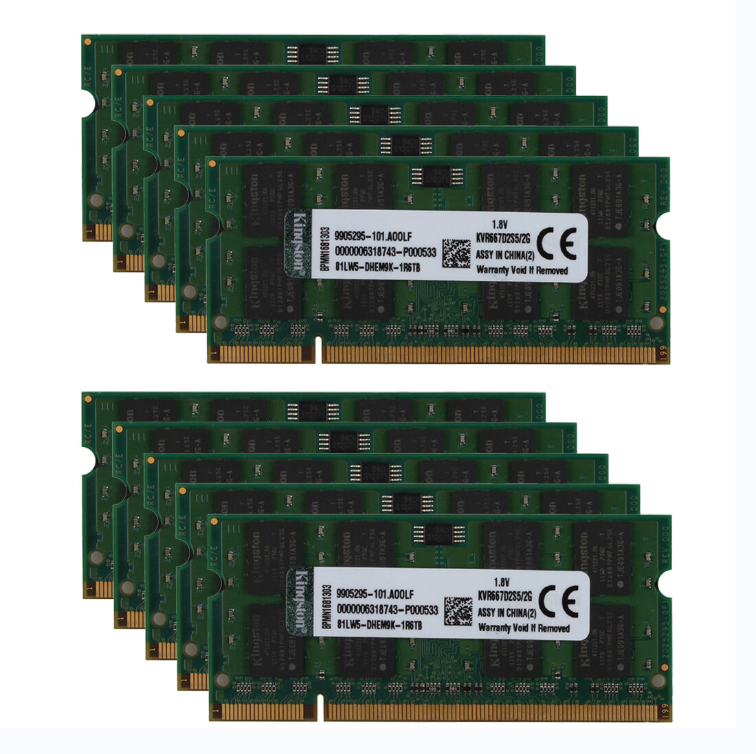 20GB Kingston 10X 2GB PC2 5300S 2RX8 DDR2 667MHz Laptop Memory RAM SO-DIMM PC2 #