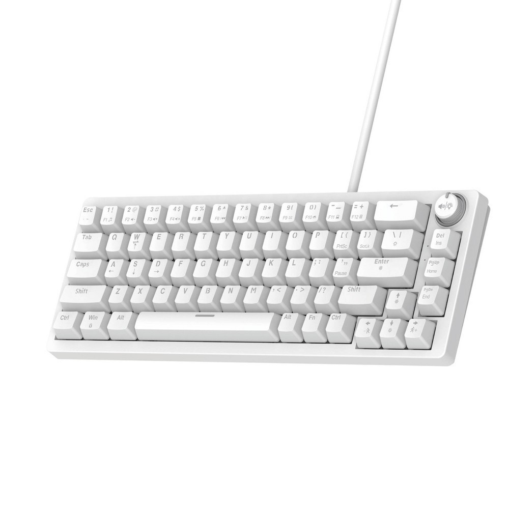 North Base Computer Keyboard - White: 60% Mechanical USB-A, 68 Keys, Backlit