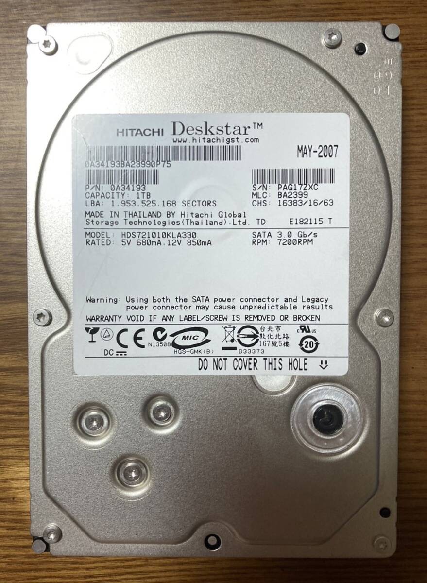 Excellent Condition Hitachi/HGST Deskstar 7K1000 series HDS721010KLA330 3.5 inch