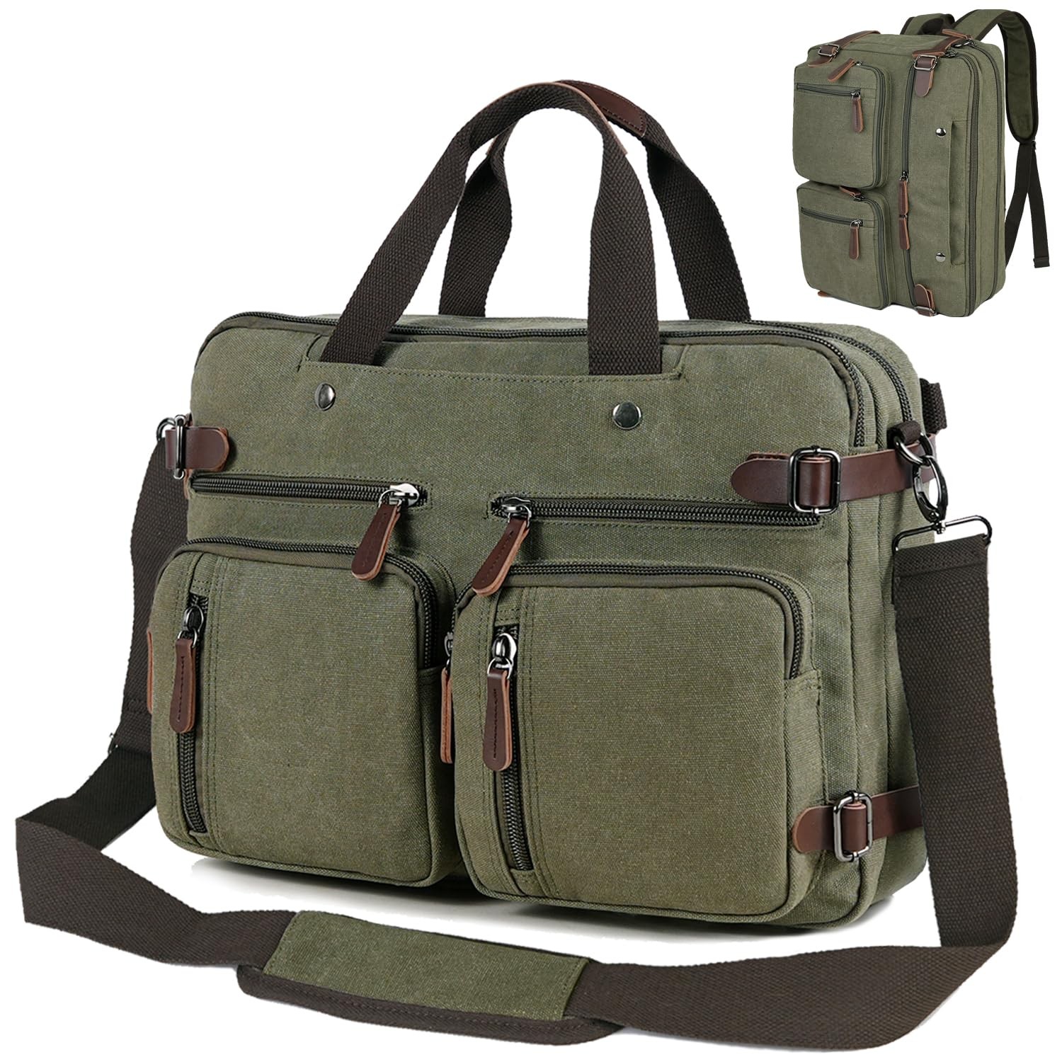 CROCOD 3 In 1 Laptop Bag for Men Women, 17.3 inch Convertible Messenger Bag C...