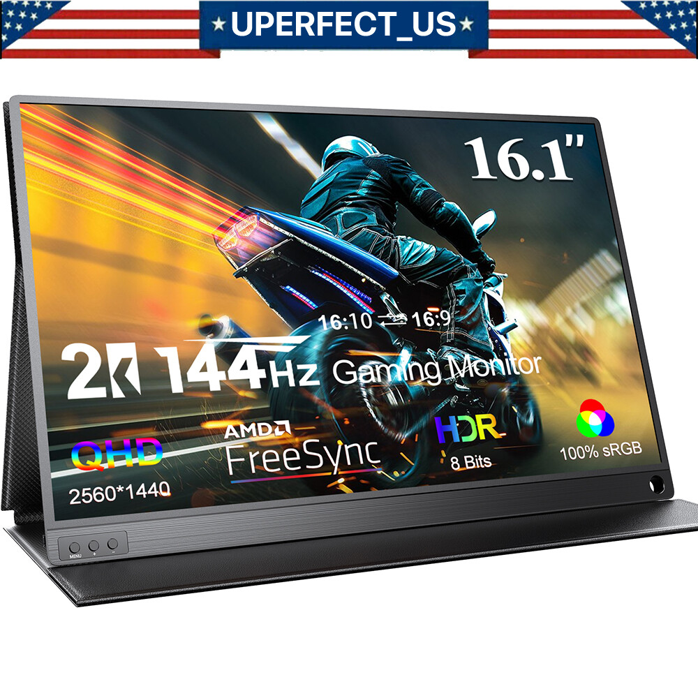 UPERFECT 2K 144Hz Portable Monitor 16.1" 1440P Gaming Computer Monitor FreeSync