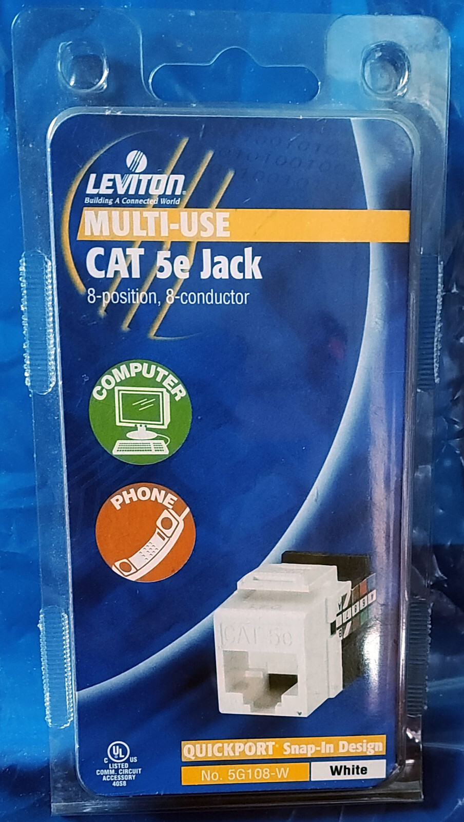 NEW LEVITON Multi-Use CAT 5e JACK QuickPort Snap In Design Ethernet R26-5G108-W