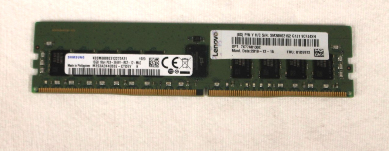 Samsung 16GB 1Rx4 PC4-2666V-RC2-12-MA0 ECC REG Server Memory M393A2K40BB2-CTD6Y