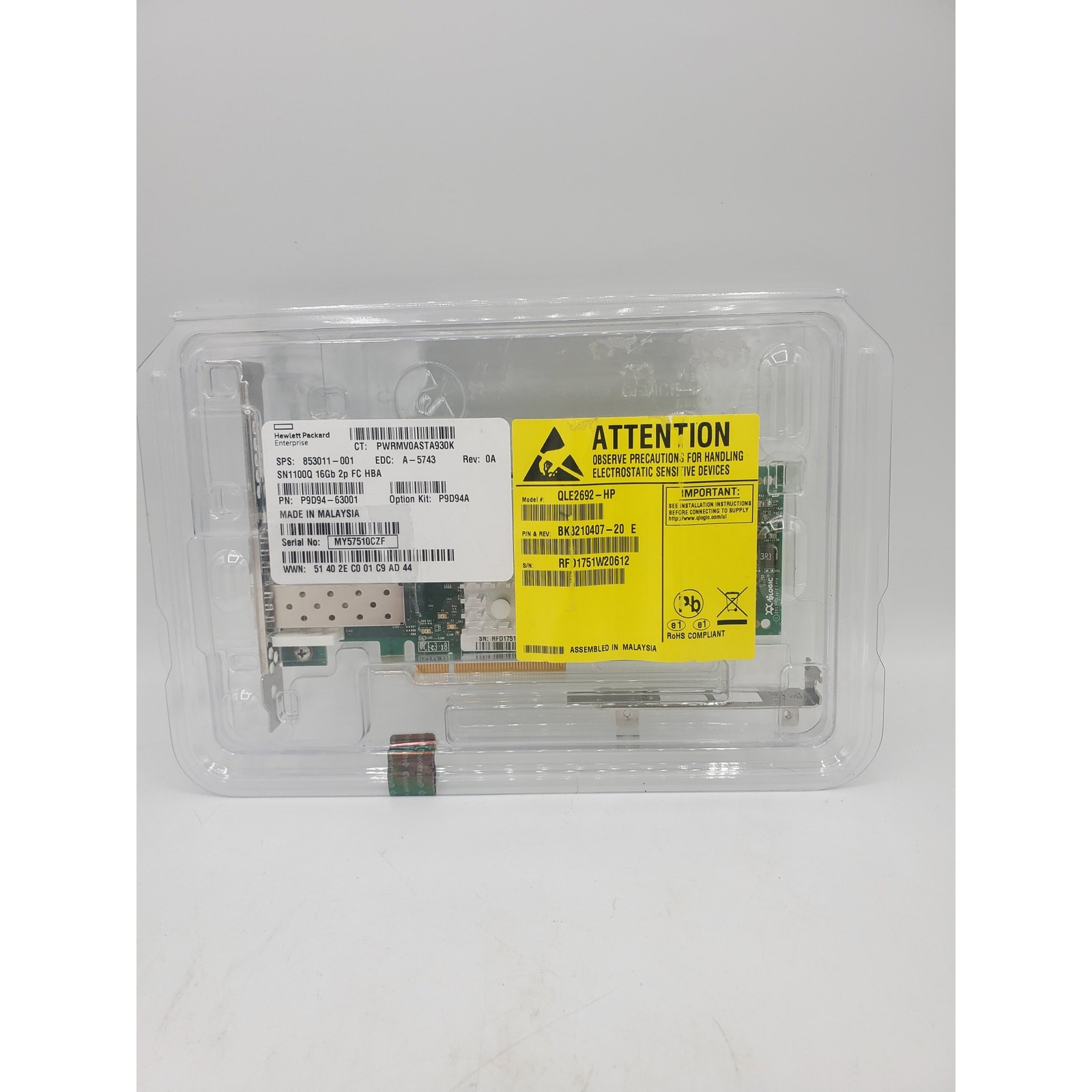 NEW HPE QLE2692-HP P9D94A SN1100Q 16Gb Dual Port Fibre Channel HBA 853011-001