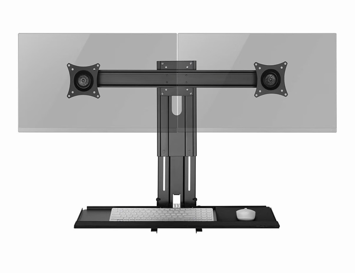 AVLT Dual 17”-27" Monitor Wall Mount with Height Adjustable Keyboard Tray New