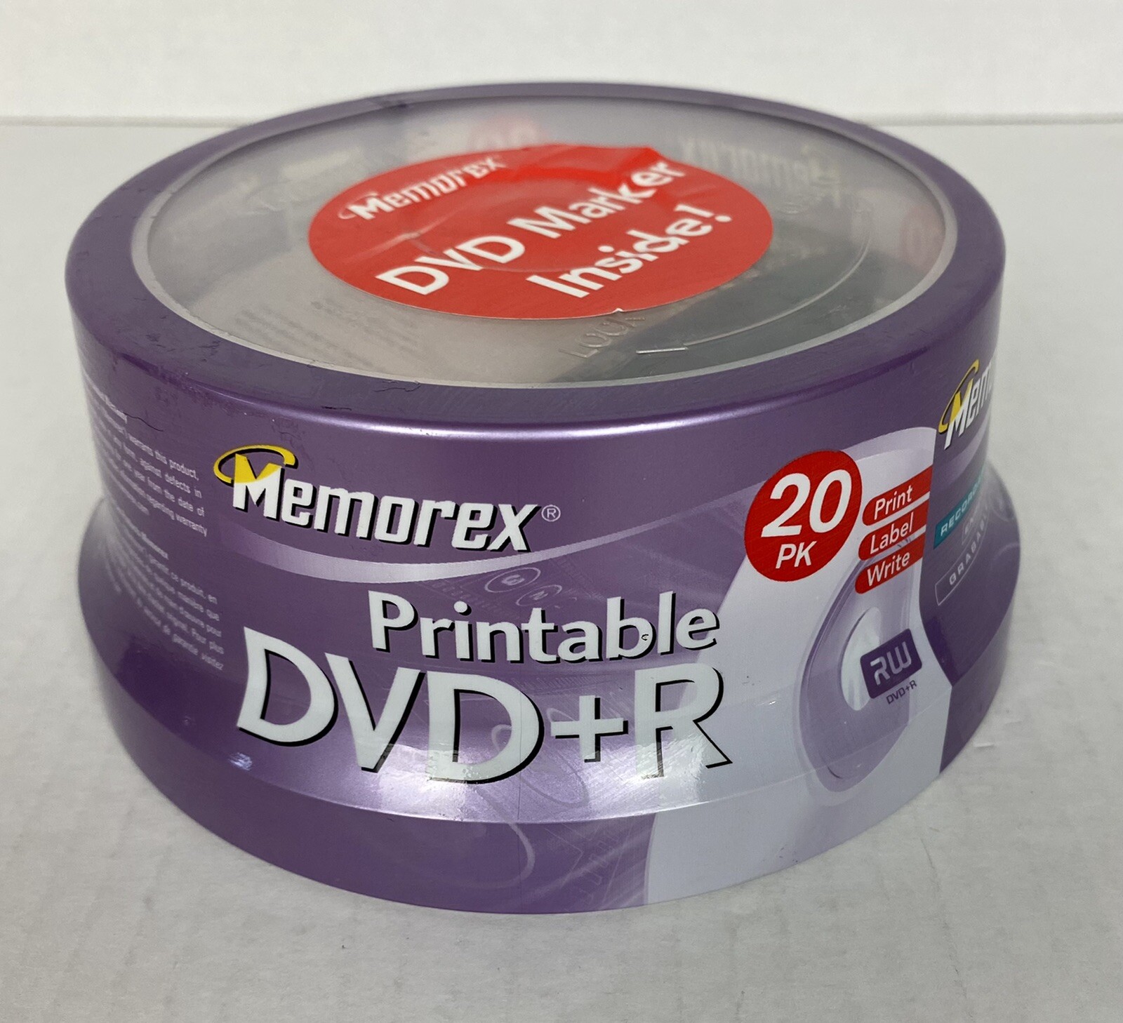 Memorex DVD+R 16x 4.7GB 20 Pack Spindle Printable BRAND NEW