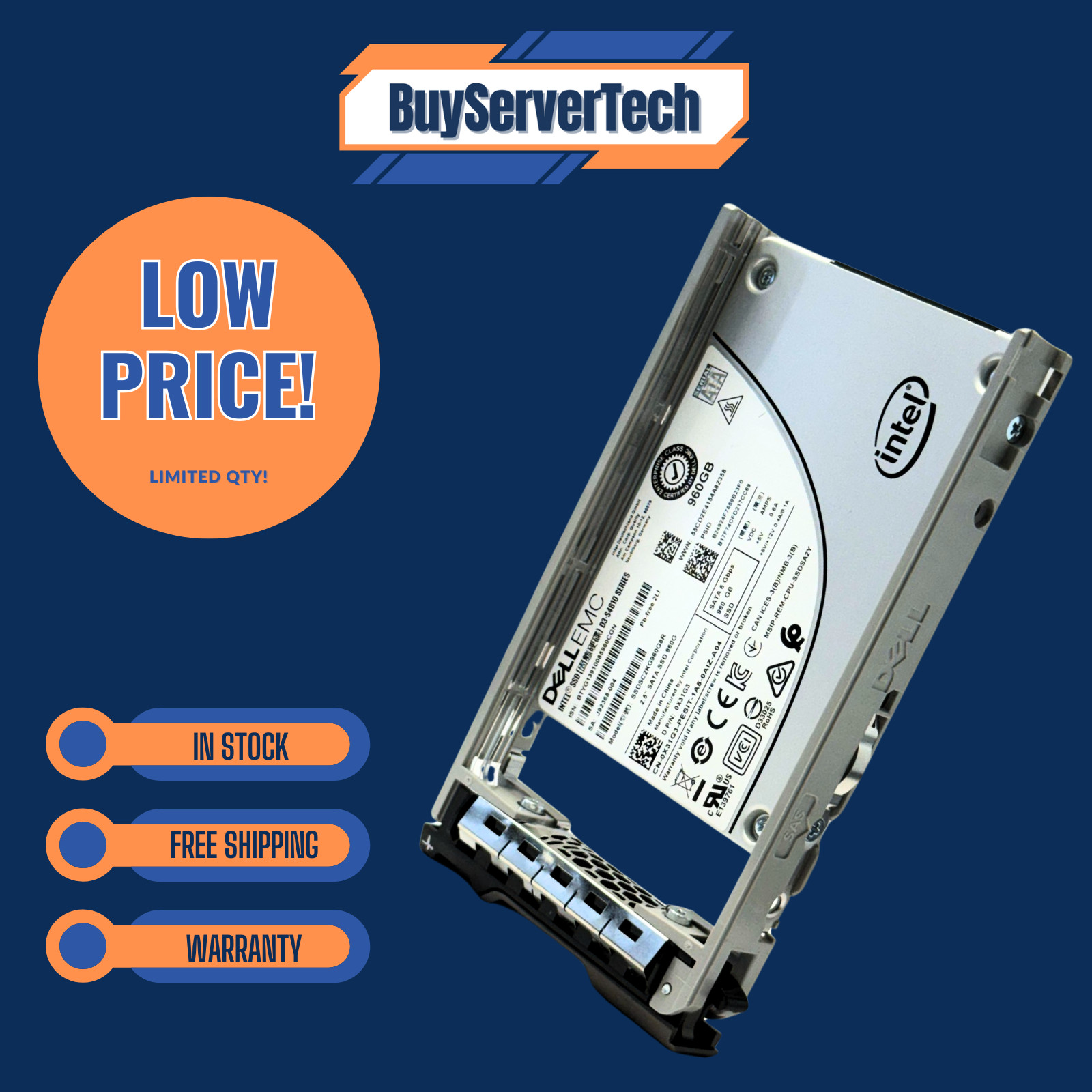 Dell Intel S4610 960GB SATA 6Gbps 2.5" SSD X31G3 0X31G3 MU | Tray Included | 1YR