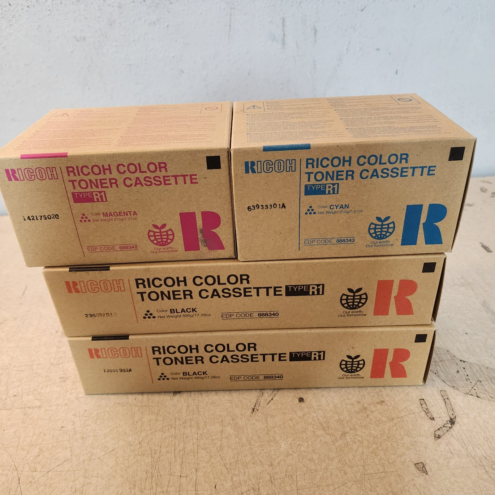 RICOH 888340 42 43 Type R1 Black Cyan Magenta Toner Cassette Lot Of 4 Genuine