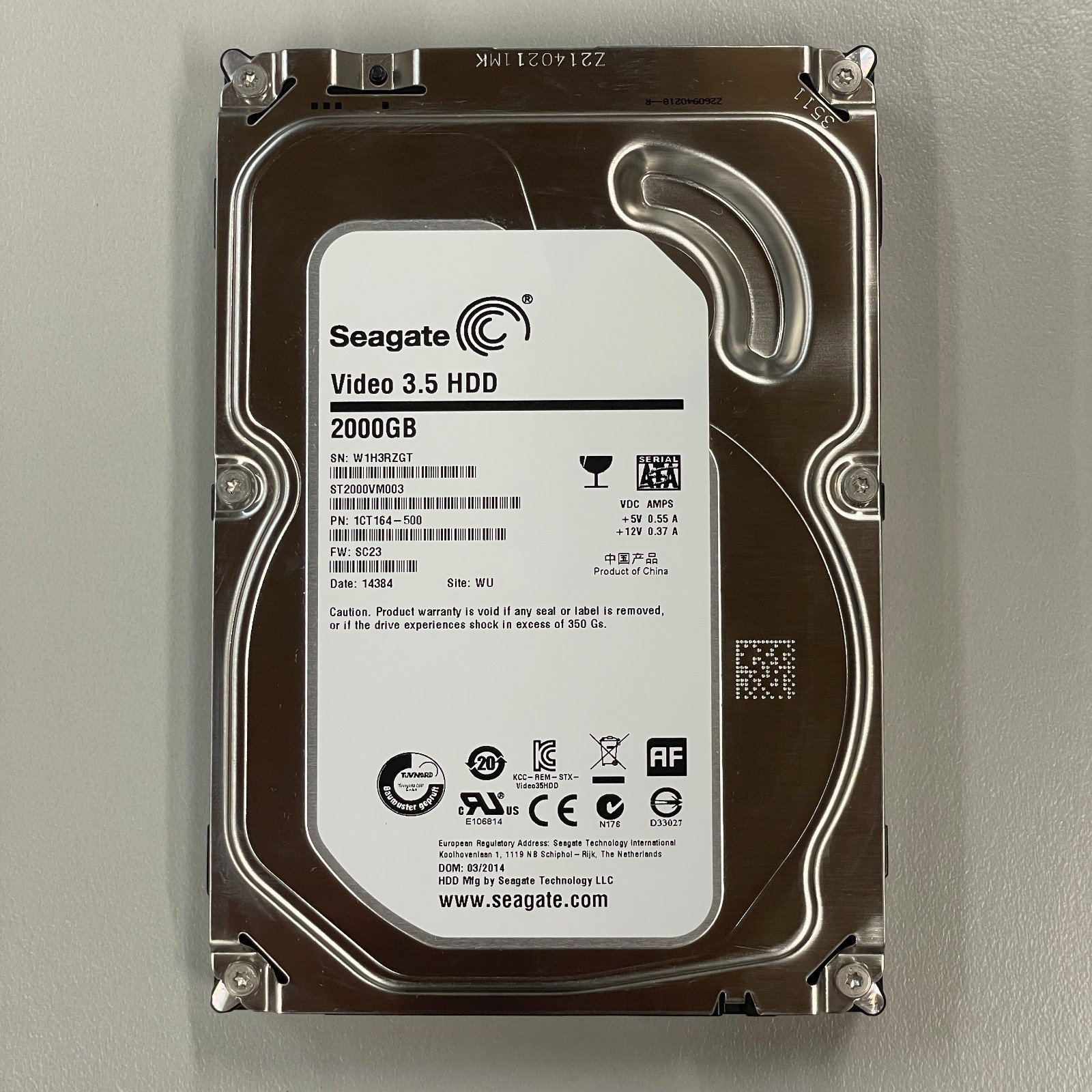 Seagate Video 3.5 Pipeline HD 2TB SATA 6Gbps 5900RPM 64MB HDD ST2000VM003