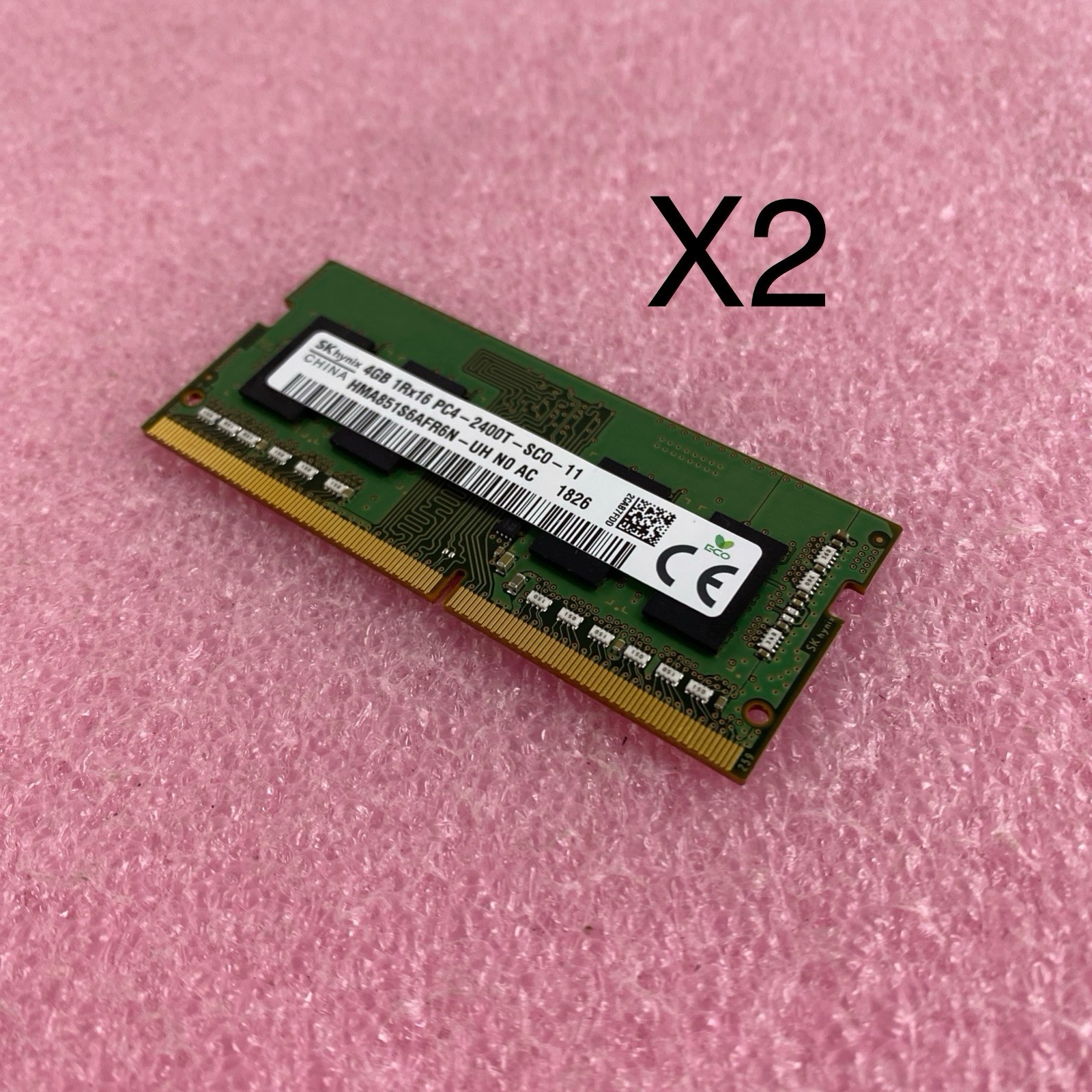 SK Hynix 2 X 4GB 1Rx16 PC4 2400T-SCO-11 HMA851S6CJR6N-UH Computer Ram Lot of 2