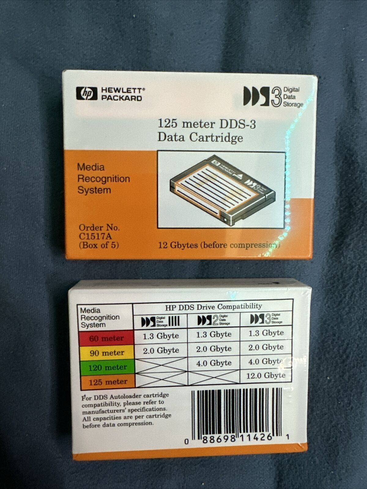 HP DDS-3 125 Meter 12GB/24GB(Compressed) Data Cartridge New Sealed Box Of 2