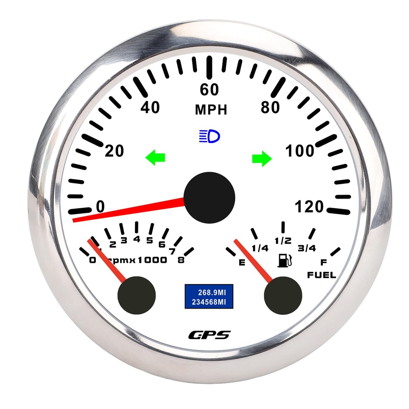 3 in Speedometer Tachometer Fuel Gauge Universal Fit for RV Boat Truck with 7 Co
