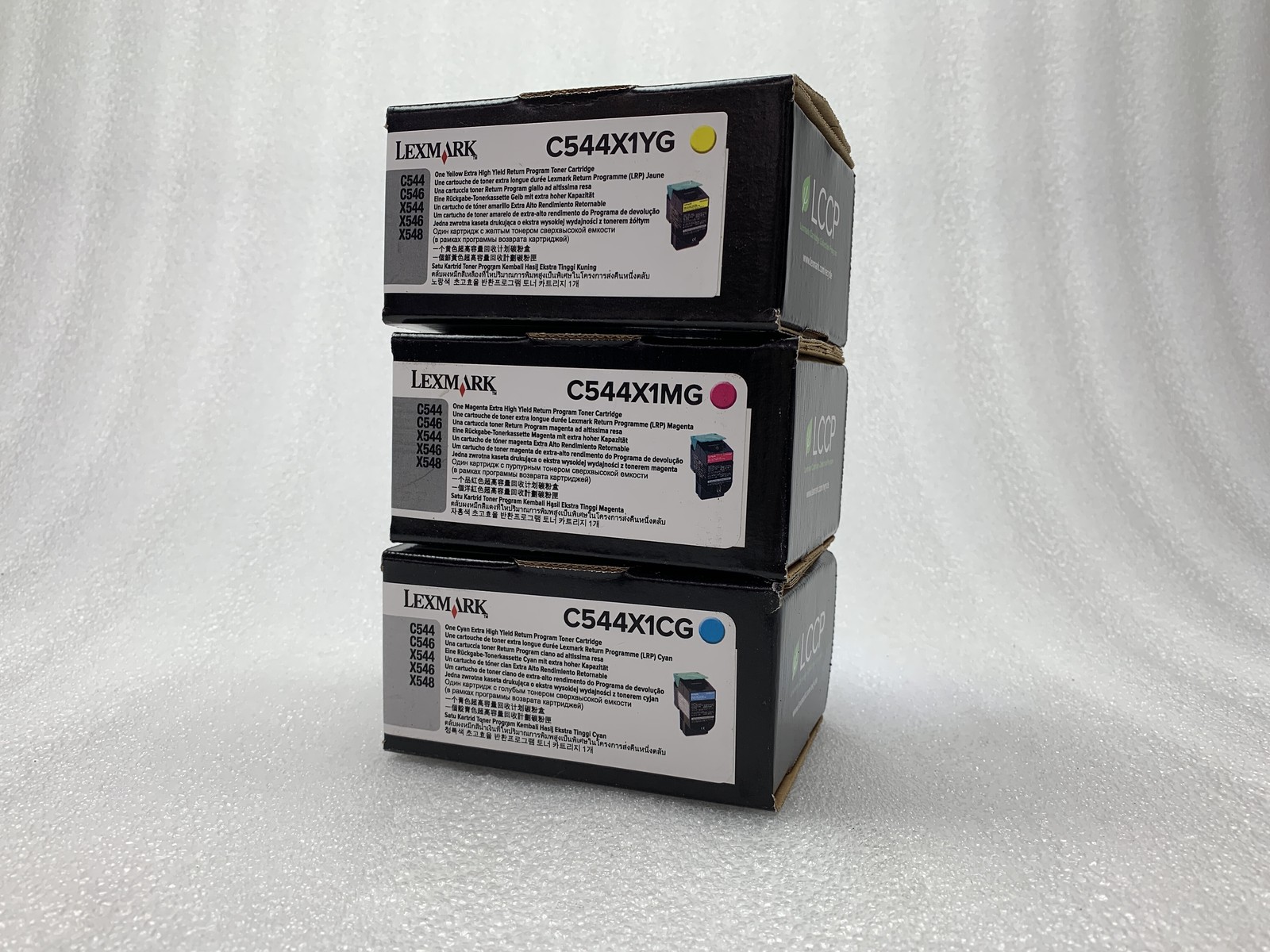 SET OF 3 GENUINE LEXMARK C544X1CG C544X1MG C544X1YG TONER CARTRIDGES NEW / OT-15