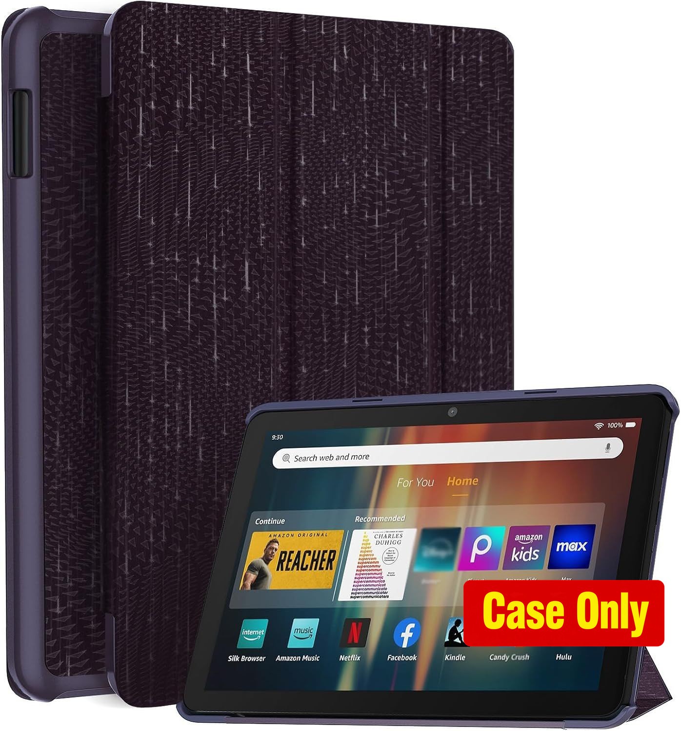 Smart Trifold Stand Case for 8in Tablet with Hard PC Back and Auto Sleep/Wake