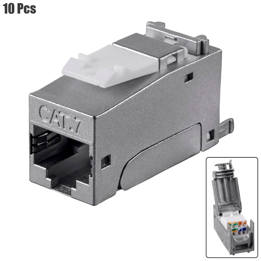 10x Cat7 Cat6A RJ45 Network LAN Ethernet Shielded Keystone Jack Toolless Snap In