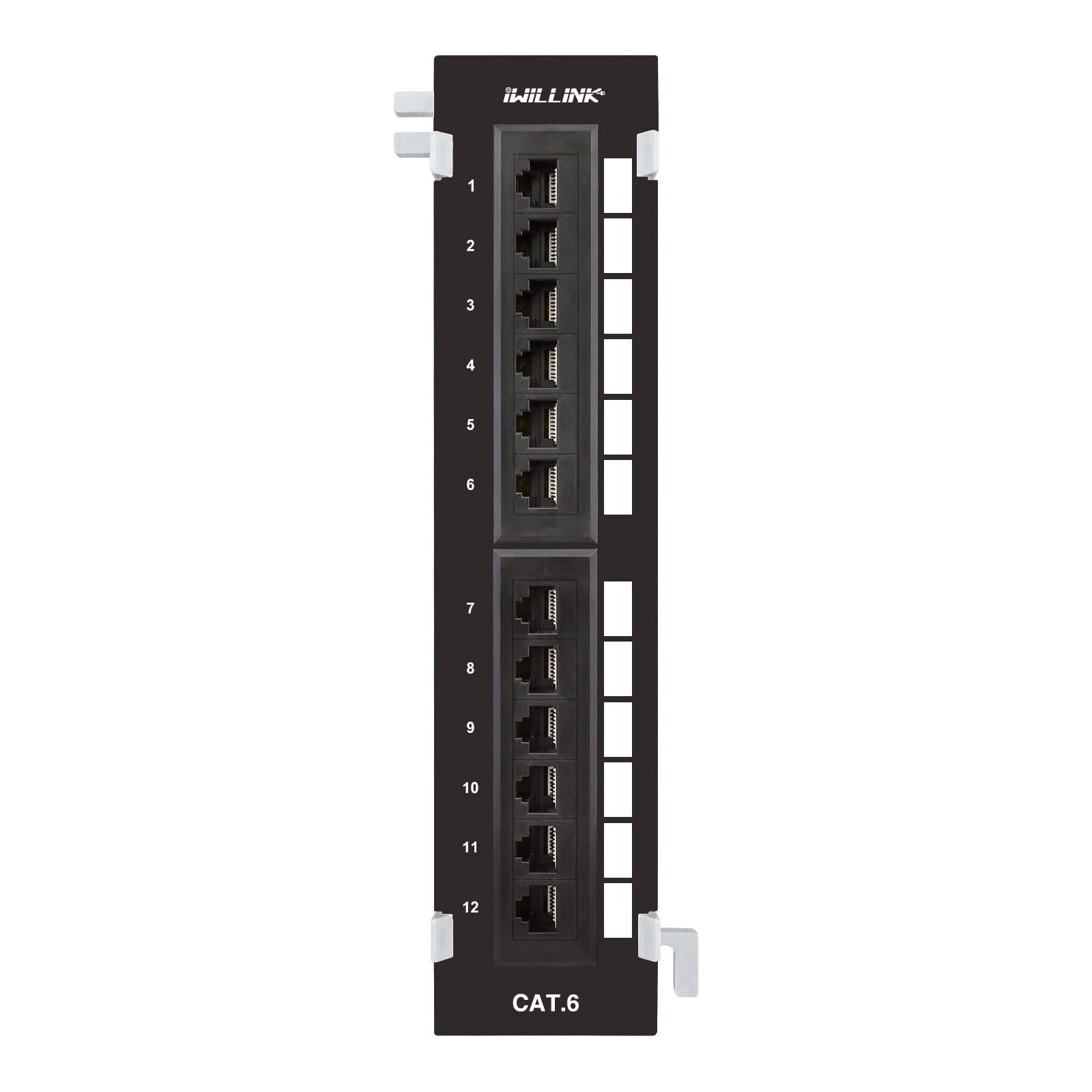 12 Port Cat6 Vertical Mini RJ45 Network Patch Panel With 89D Wall Bracket