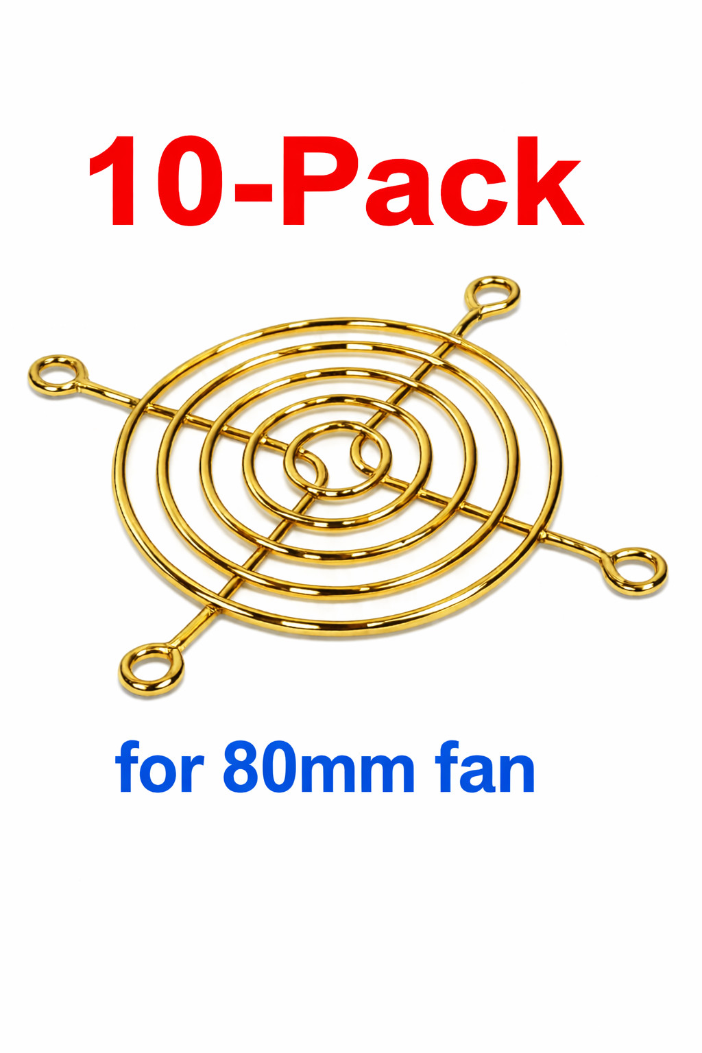 80mm Fan Grill Gold Chrome Metal Grill Protector Guard (10-Pack)