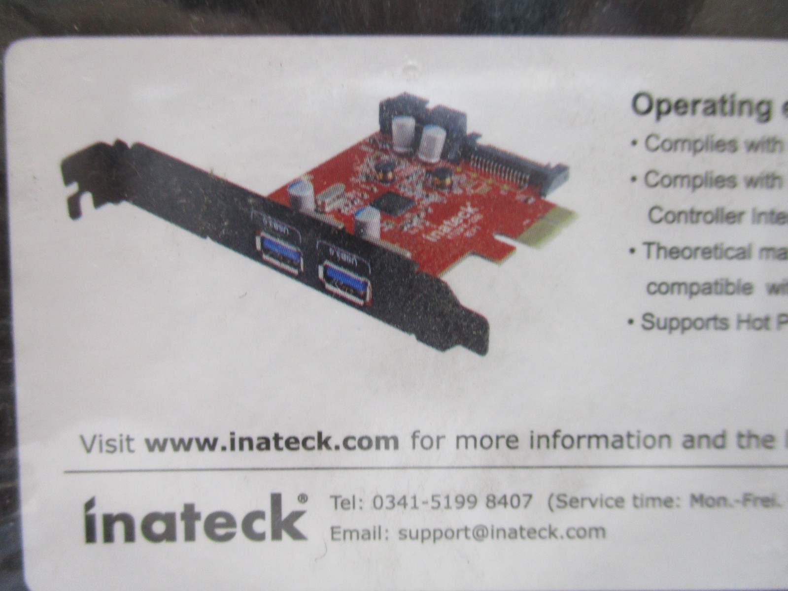 LOT 2 Inateck 2 Port PCIe USB 3.0 Card - Internal USB 3.0 Port Expander T8 E11