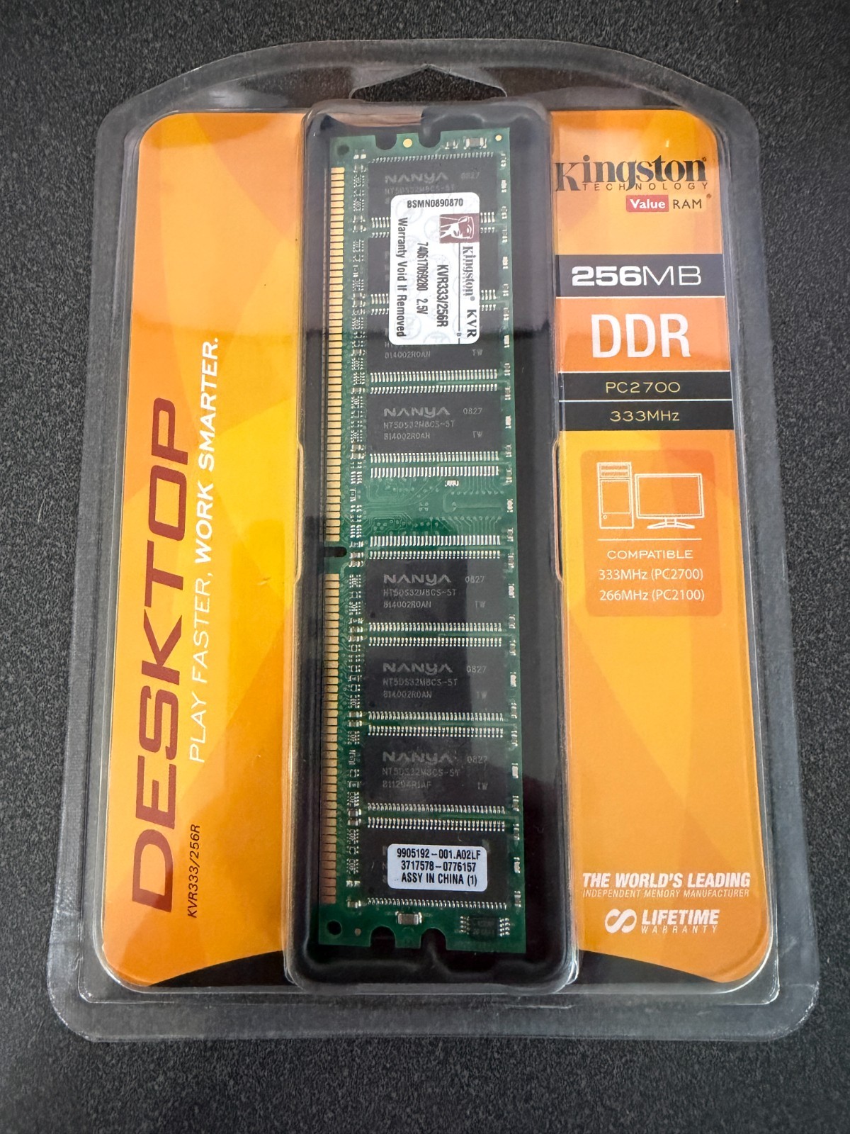 Kingston Value RAM 256MB DDR PC2700 (KVR333/256R)