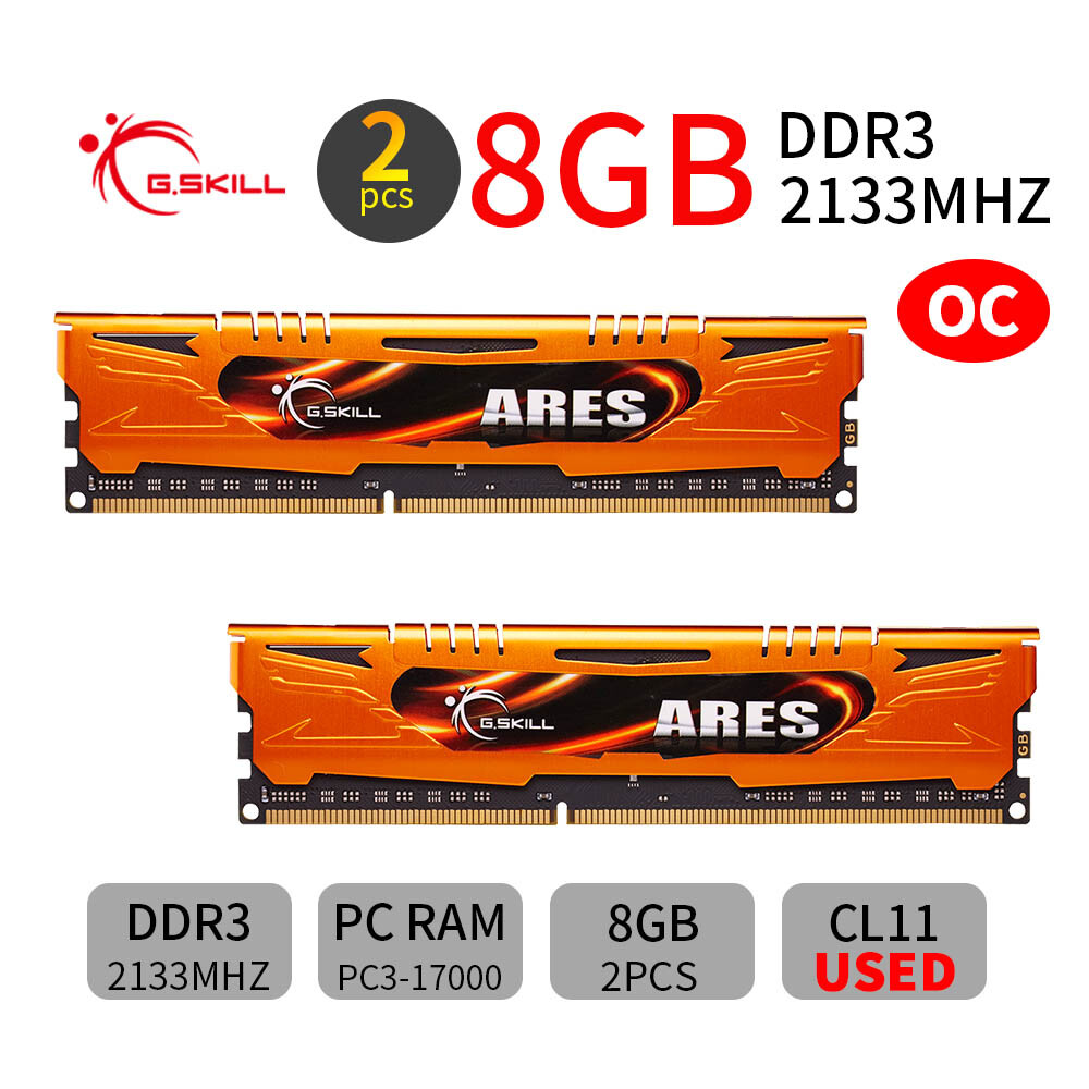 G.Skill Ares 16GB Kit 2x 8GB DDR3 OC 2133MHz PC3-17000U PC Gaming Memory RAM AB