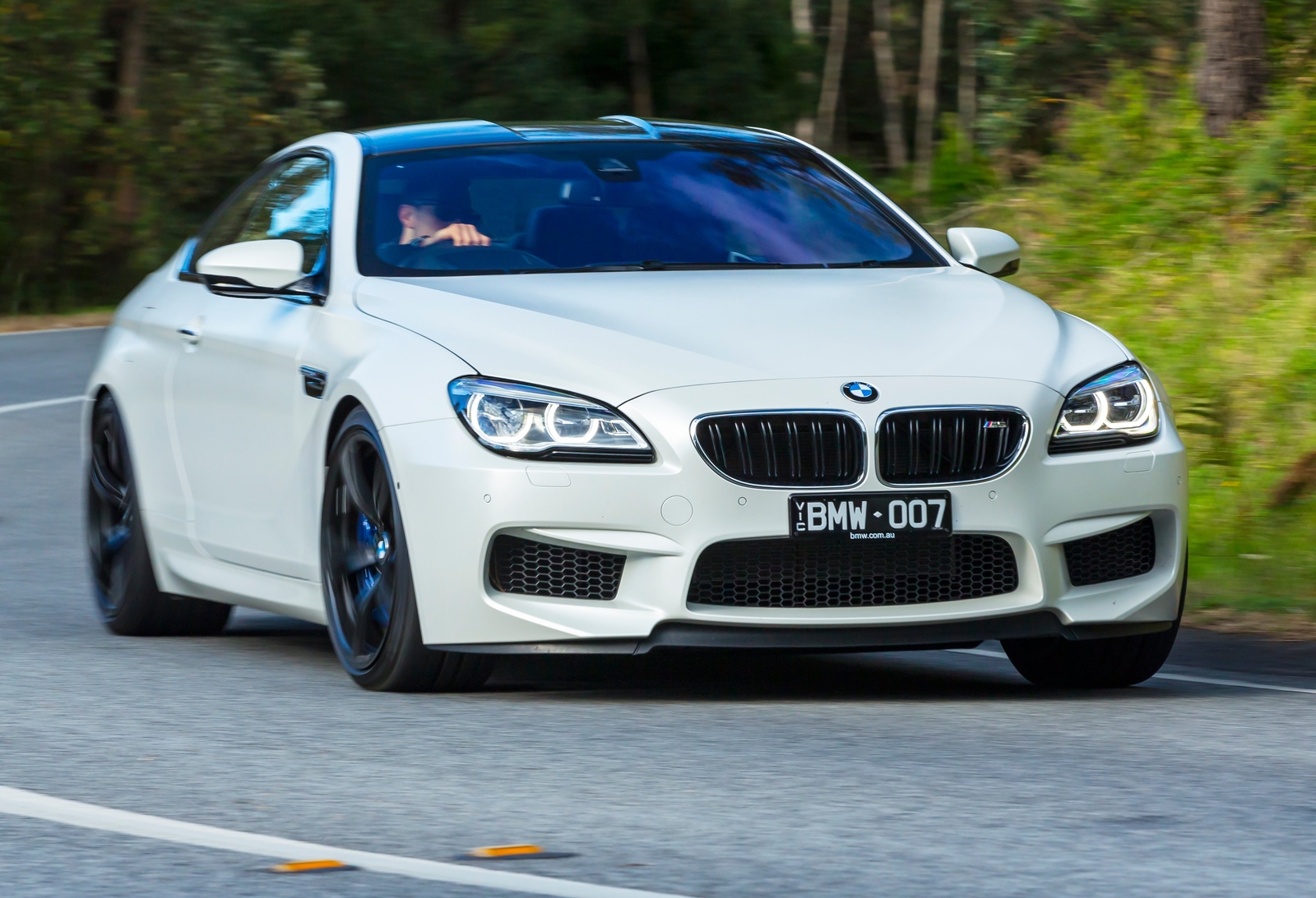 Cars bmw m6 coupe competition package au spec f13 white Desk Mat Stitched