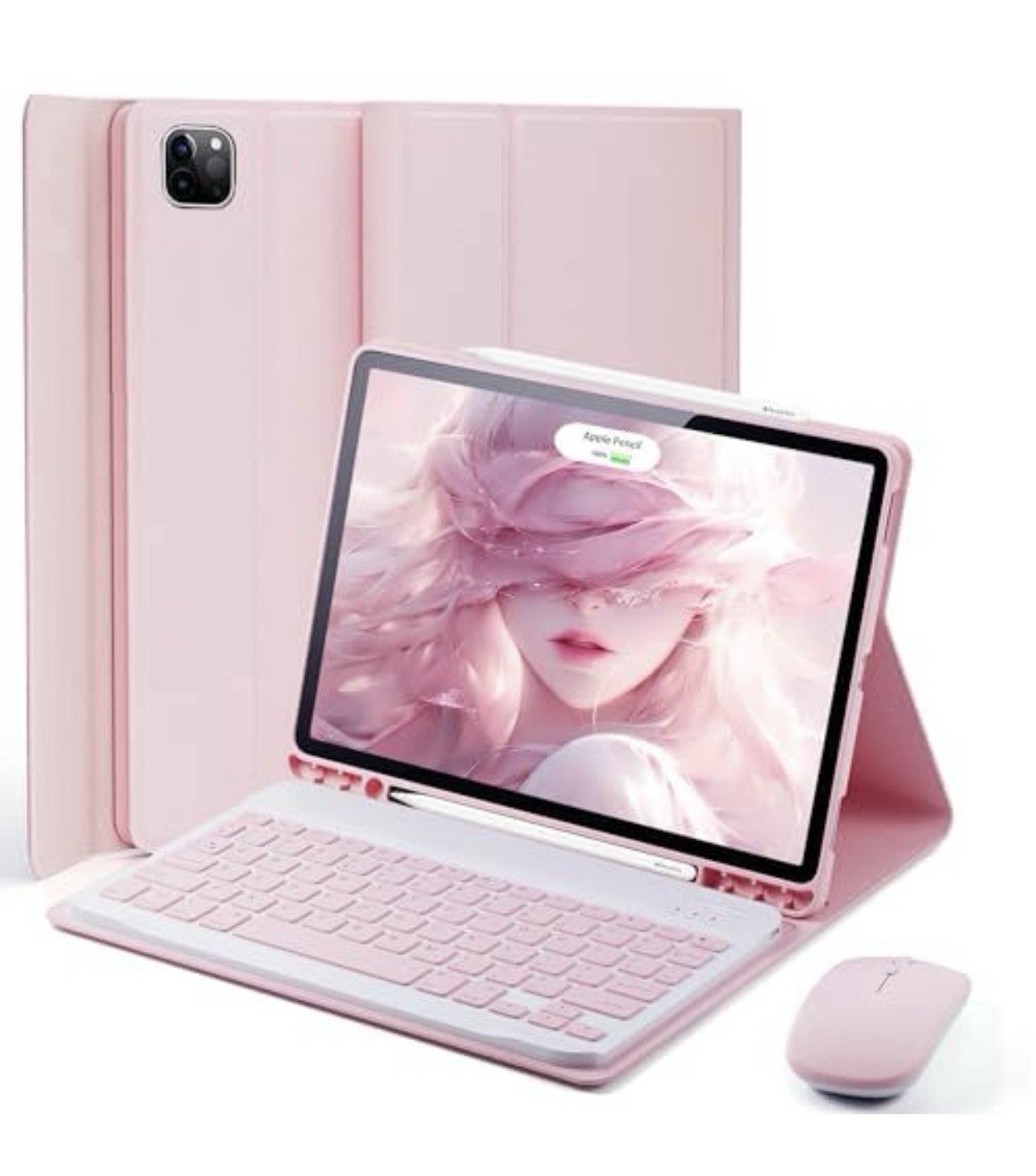 iPad Keyboard Case for iPad Pro 13 (M5/M4 2025) Detachable Keyboard, Mouse Pink
