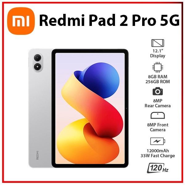 (Wi-Fi+5G)Xiaomi Redmi Pad 2 Pro 5G 8GB+256GB SILVER Octa Core Android PC Tablet