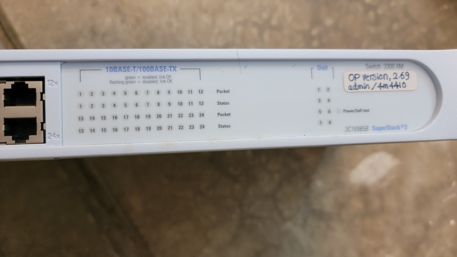 3COM SWITCH MODEL 3C16985B 3300 XM 24 PORT