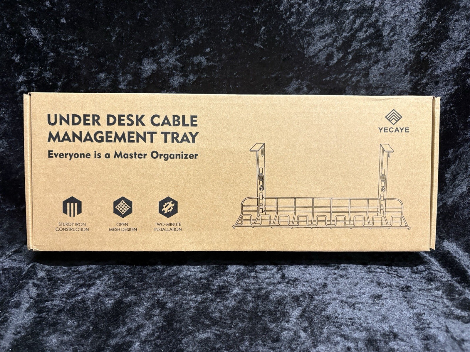 YECAYE Under Desk Cable Management Tray, 15.7'' X 6” Open Mesh Iron NO DRILL NIB