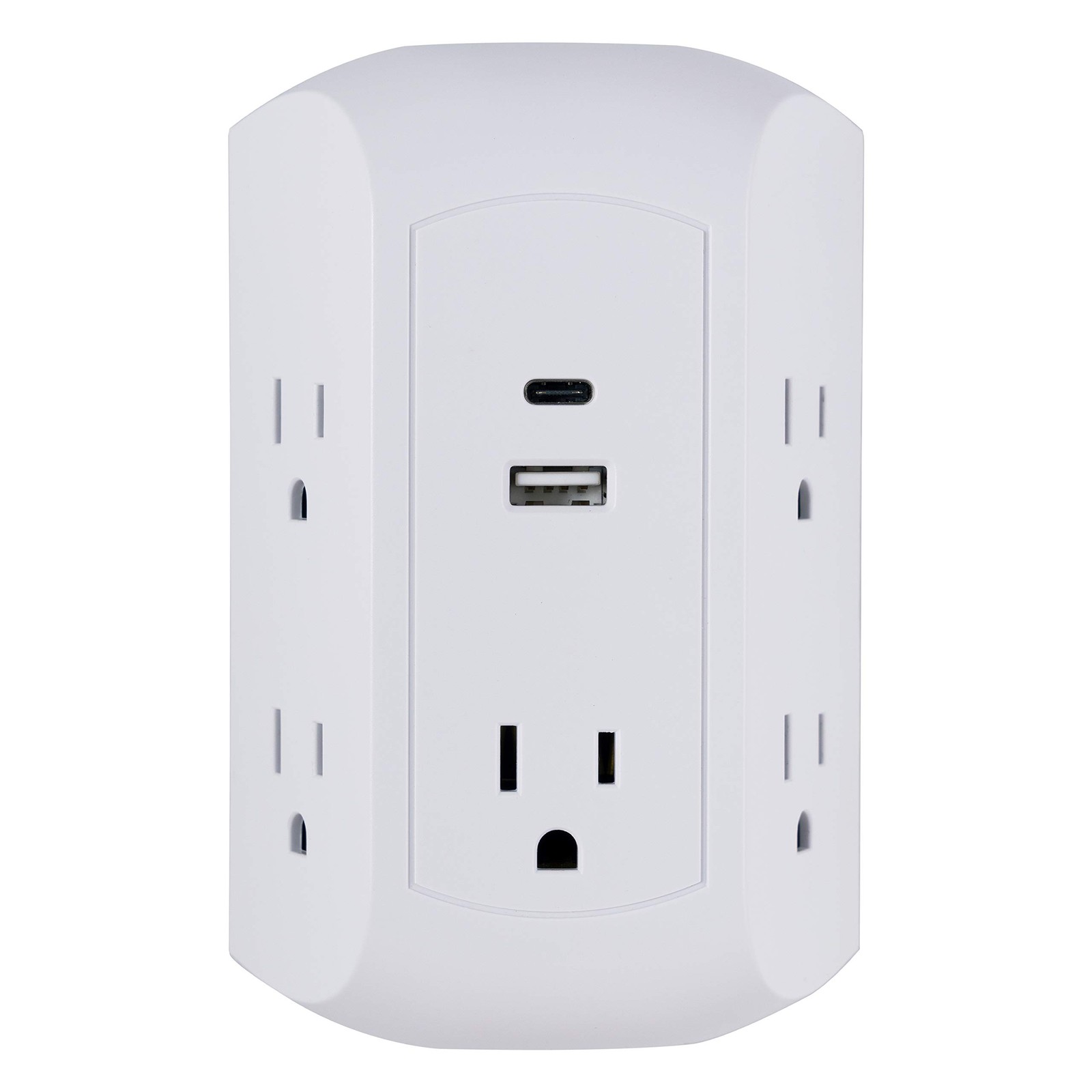 Ge Ultrapro 5-Outlet Extender Usb And Usb-C Port Surge Protector Spaced Wall