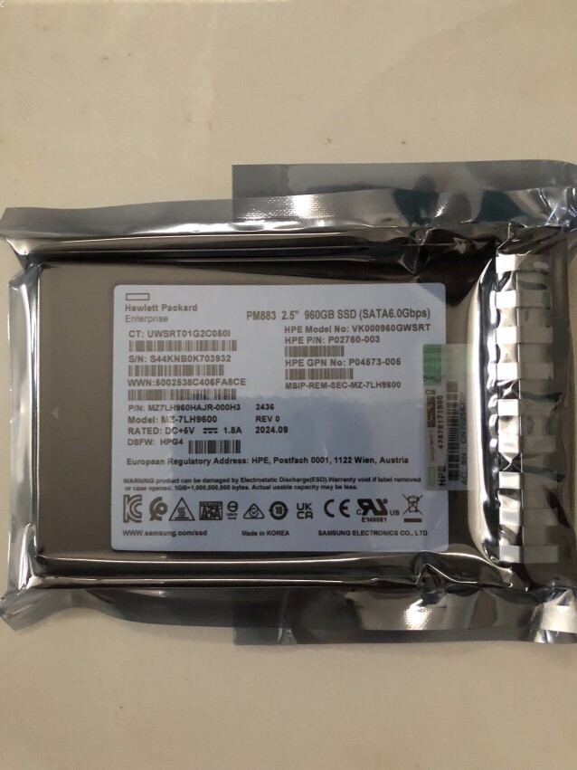 P04476-B21 P05313-001 HPE 960GB SATA 6G 2.5" G9 Gen10 Server SSD Replace
