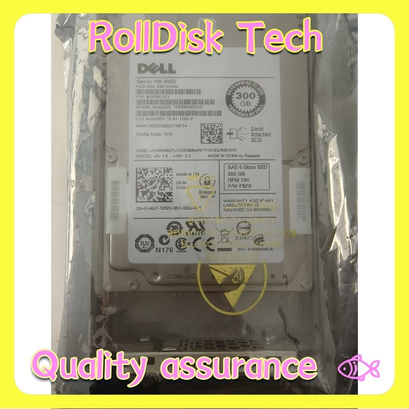 New 148J7 ST9300503SS DELL 300GB 10K 6G SFF 2.5'' SAS HDD 0148J7 W/ Tray