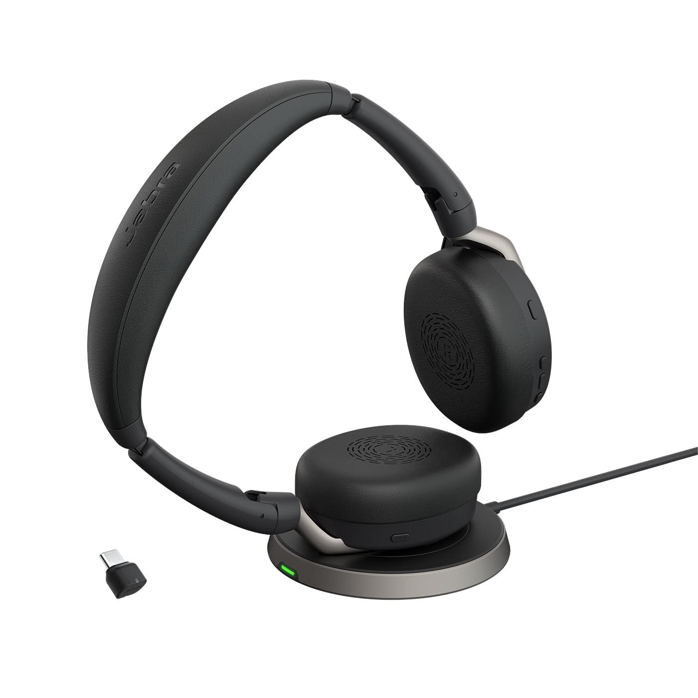 Jabra Evolve2 65 Flex Stereo Headset with Bluetooth, Wireless Charging Pad