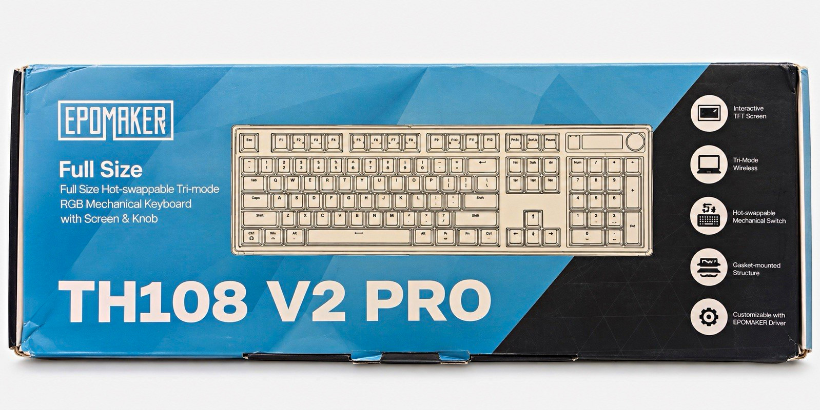 EPOMAKER TH108 V2 PRO Full Size Hot-Swappable RGB TFT Keyboard Blue/White/Pink