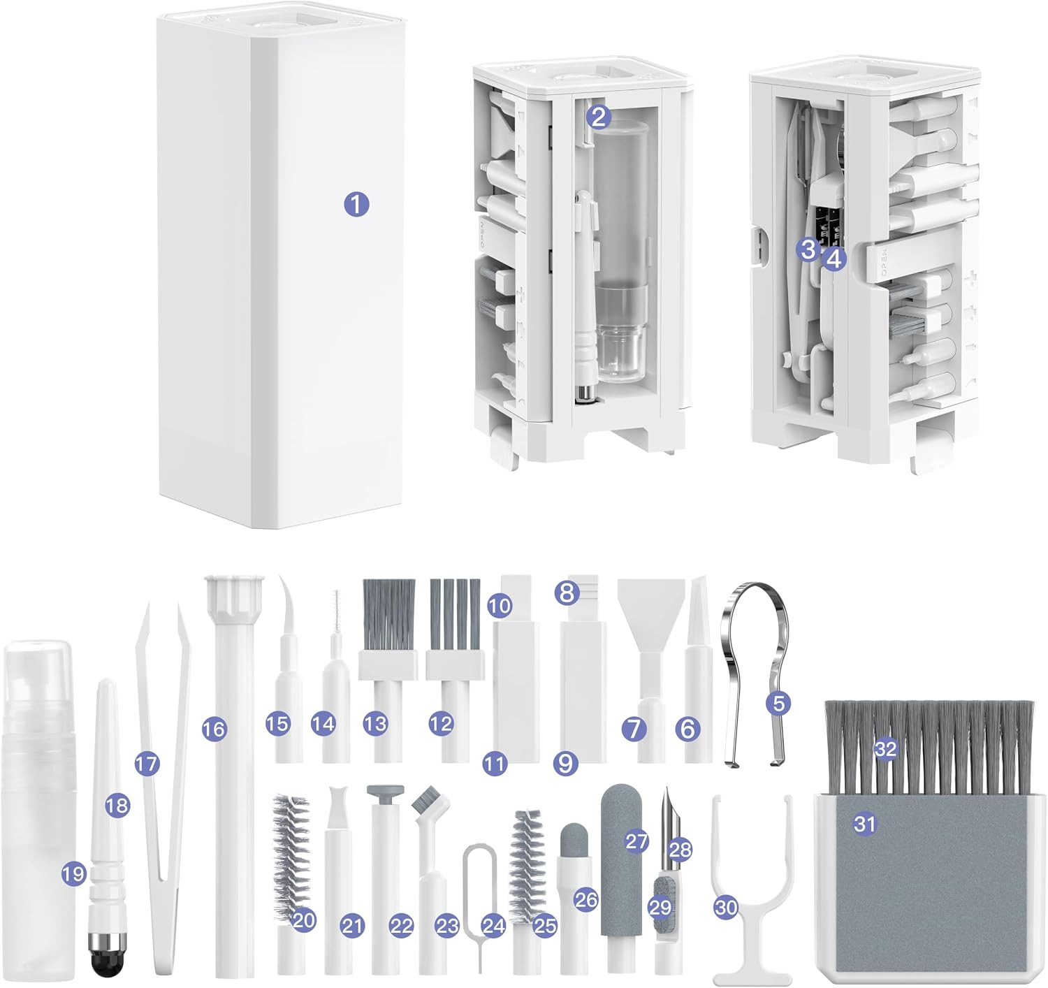 32-In-1 Electronics Cleaning Kit for Phone, Earbuds, Keyboard & Camera Lens