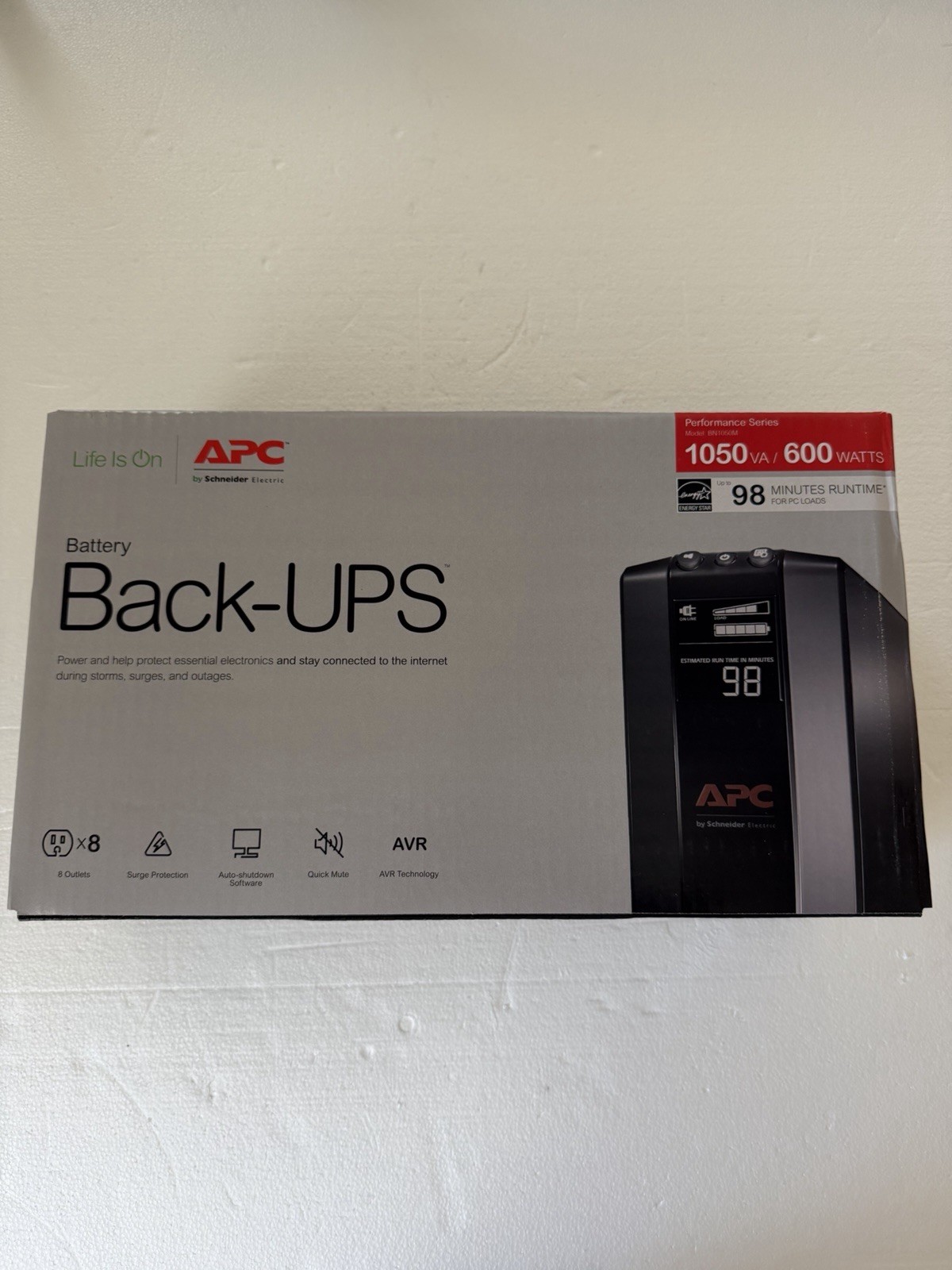 APC - Back-UPS pro 1050VA Retail, 1050VA, 600W, 98 min runtime 8 outlets - Black